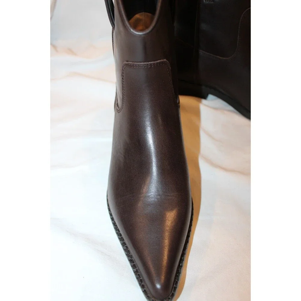 Michael Kors Noemie Women Pointed Toe Brown Leather Pull On Ankle Boots 8 $175